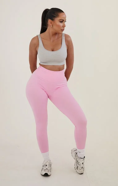 Pink High Waisted Wide Band Activewear Leggings - Yanis