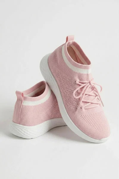 Pink Lace Up Sock Trainers - Mira