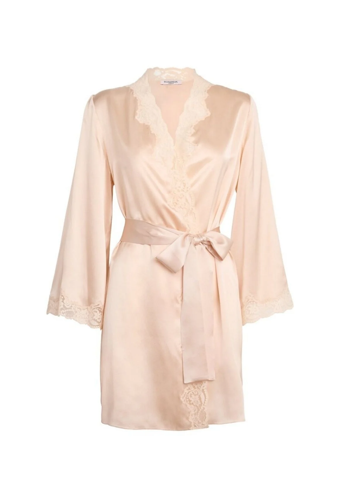 Pink Lemonade Short Silk Robe with lace