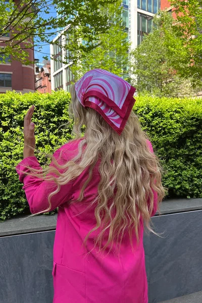 Pink Swirl Print Satin Bandana - Olivia