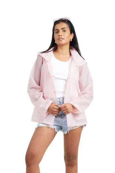 Pink Waterproof Hooded Mac Jacket - Lori