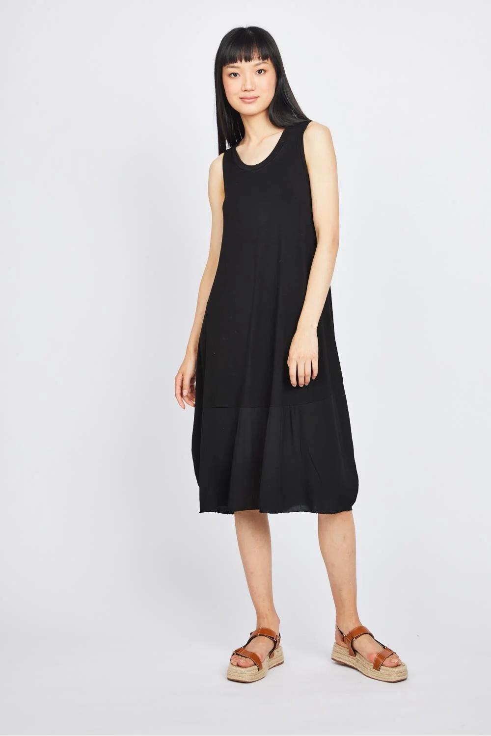 Pistache Crepe Bottom Dress, Black (C0871)