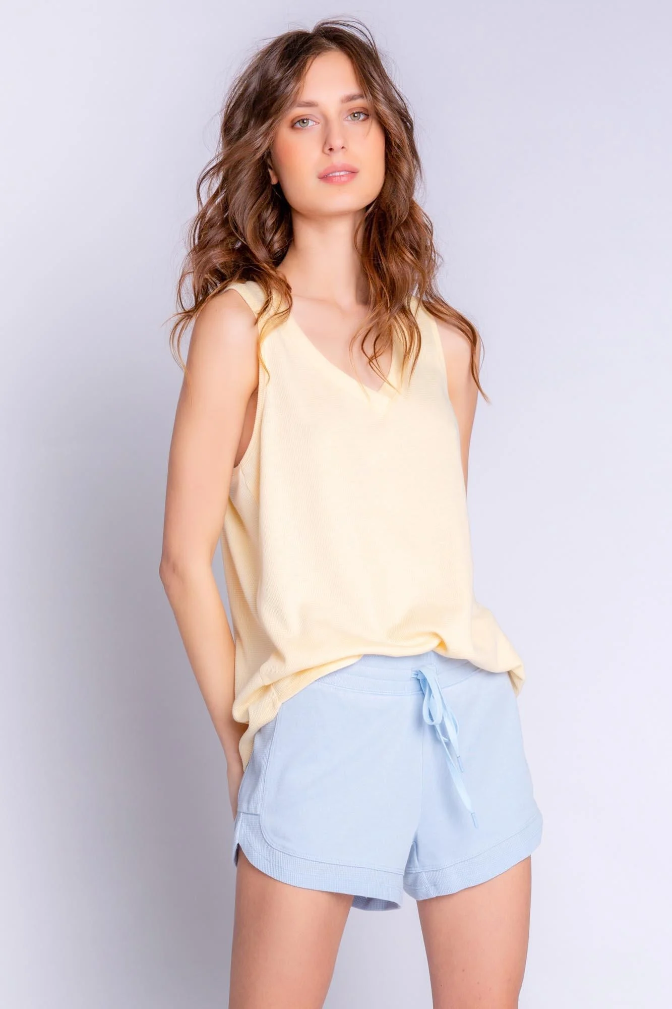 PJ Salvage V-neck Tank Top, Sunshine (RYELTK)