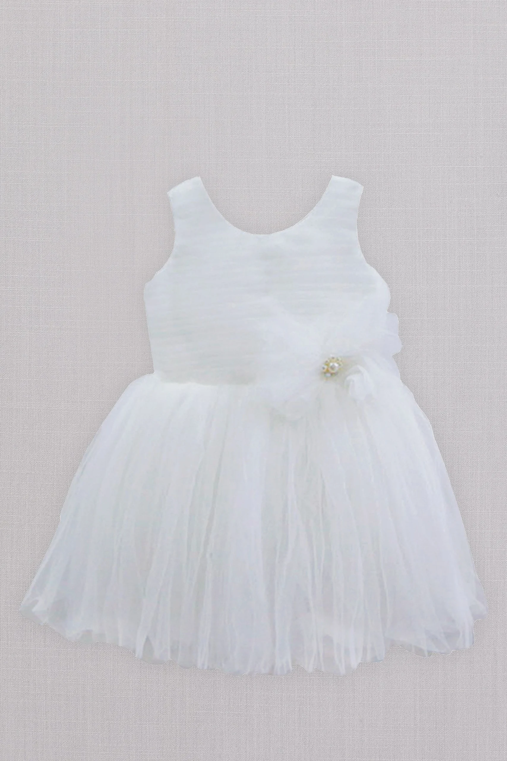 Pleated Tulle Flower Girl Dress with Sash