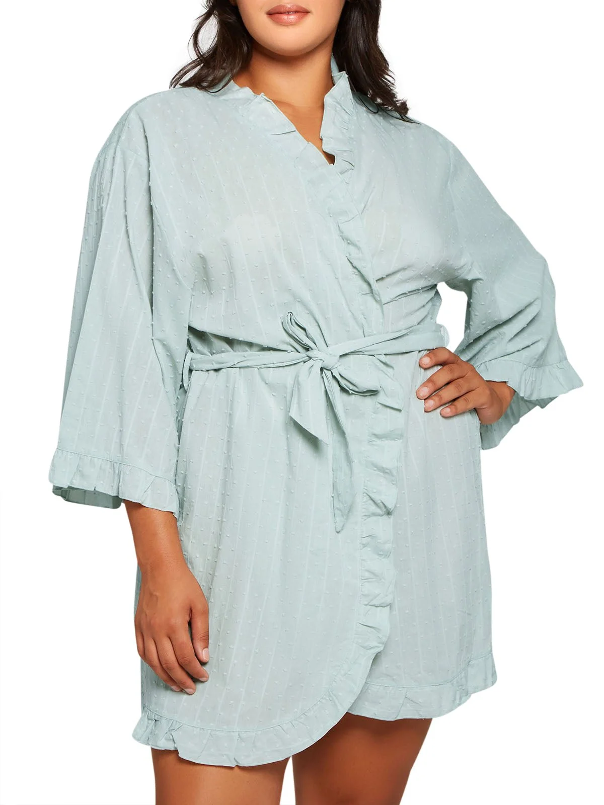 Plus Size Cotton Jacquard Robe – Claire