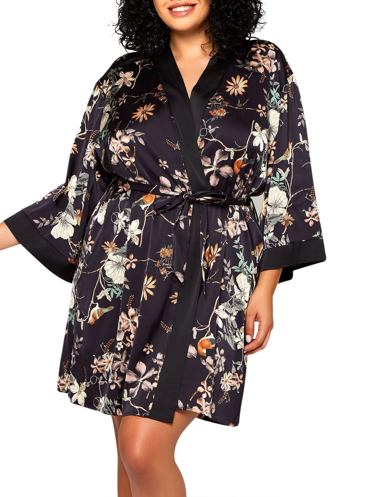 Plus Size Floral Print Kimono Robe – Amelia