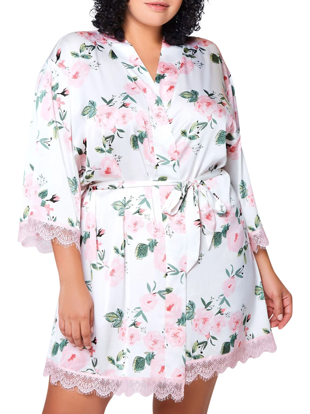 Plus Size Floral Print Kimono Robe – Evangeline