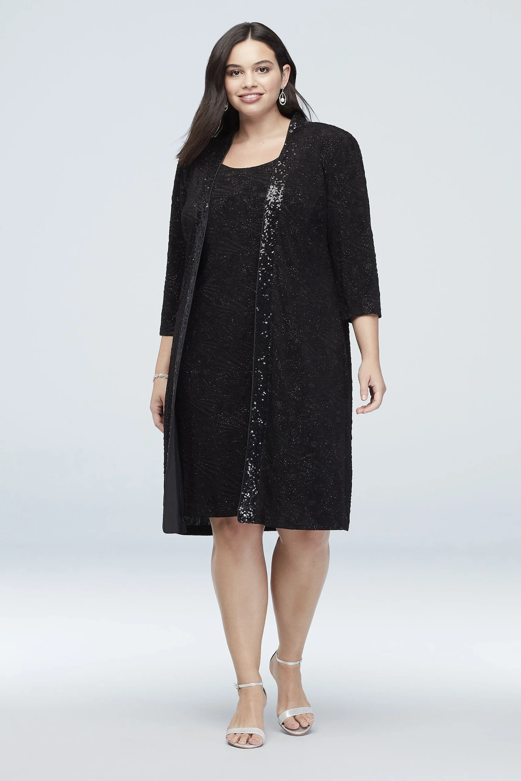 Plus Size Midi Tank Dress and Long Sequin Jacket