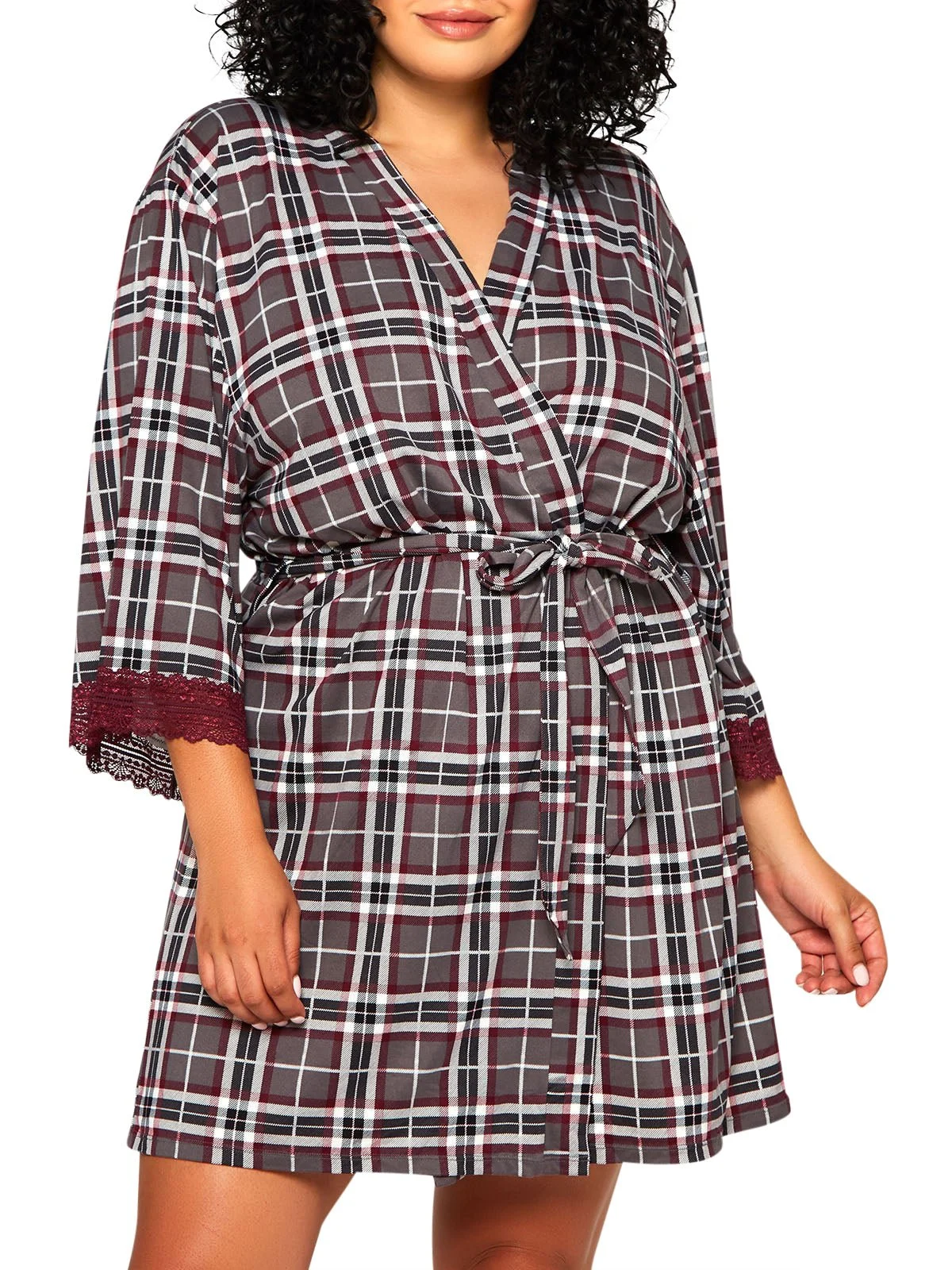 Plus Size Plaid Print Kimono Robe – Jessie