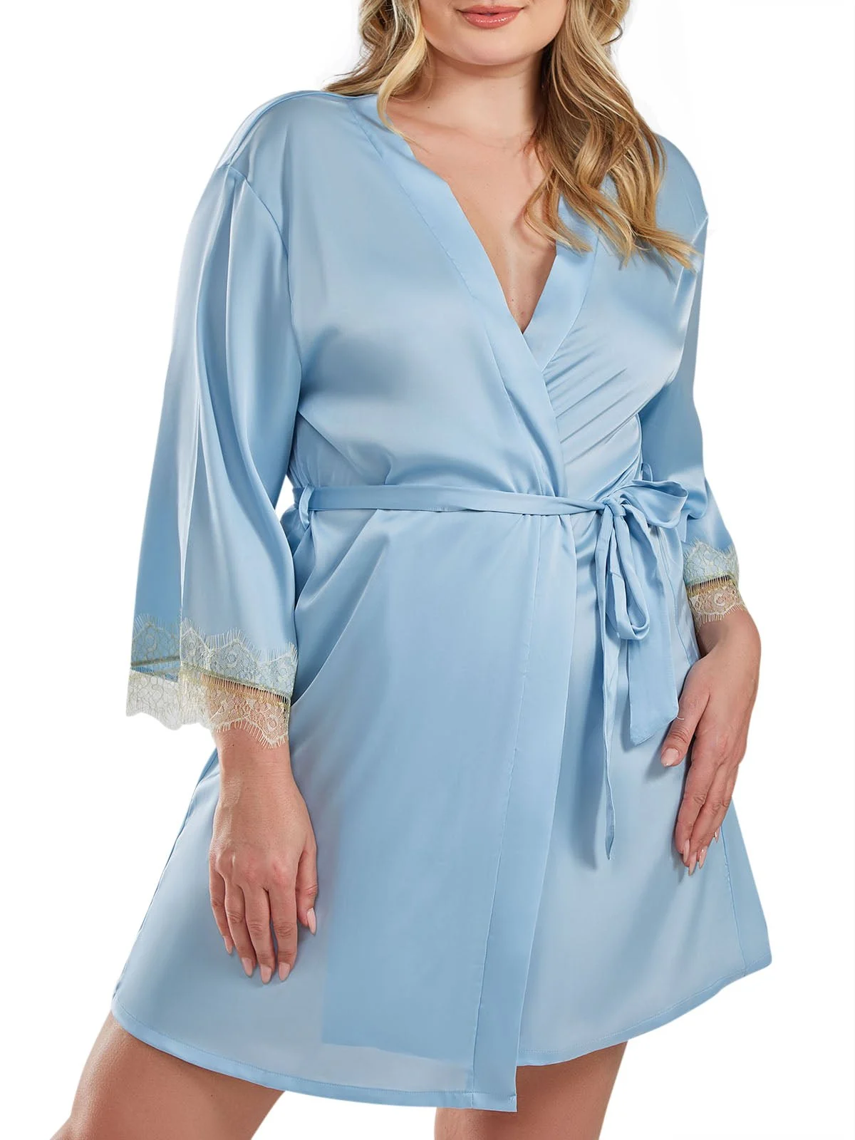 Plus Size Satin Kimono Robe – Alison