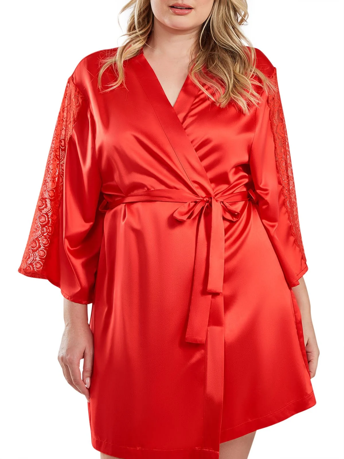 Plus Size Satin Kimono Robe – Celina