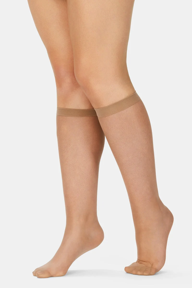 Plus Size Silky Elastane Knee Hi - 10 Pk