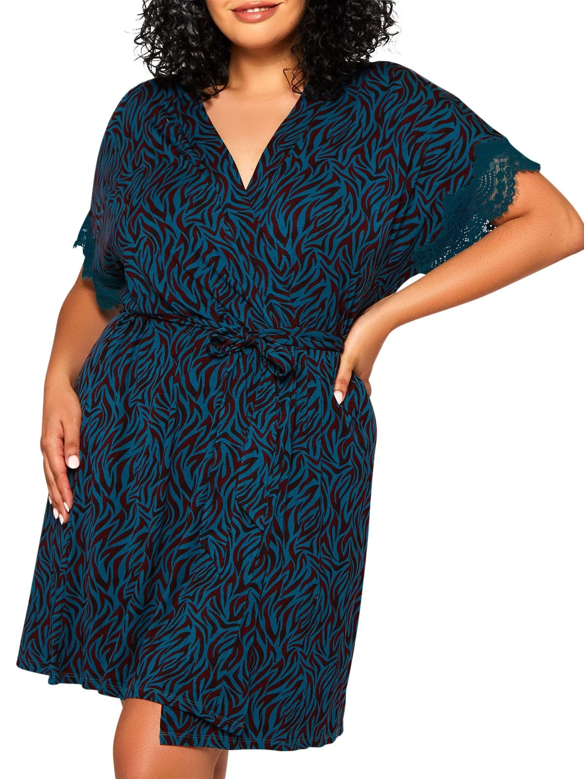 Plus Size Zebra Print Kimono Robe – Adela