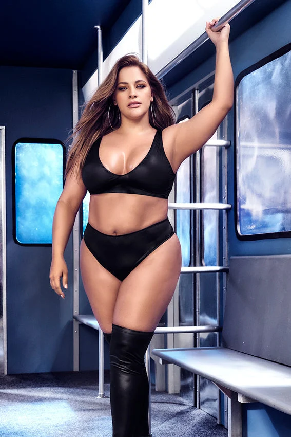 Plus Wet Look Strappy Surpise Set