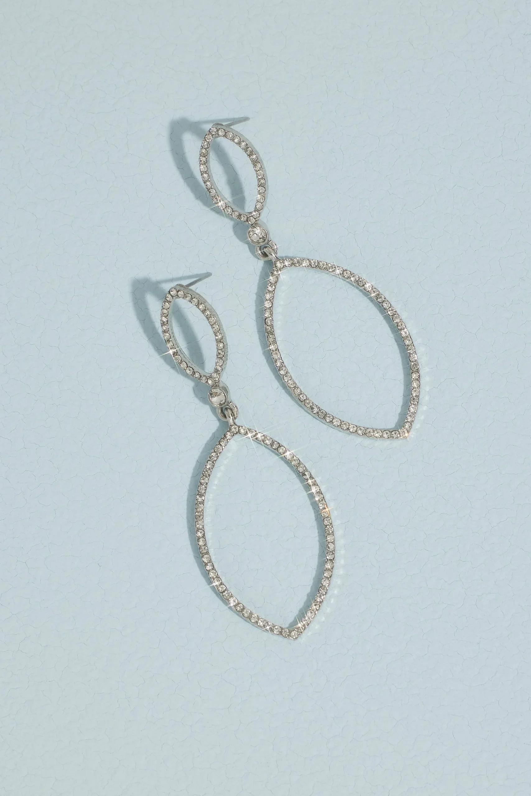 Pointed Oval Pave Hoop Earrings
