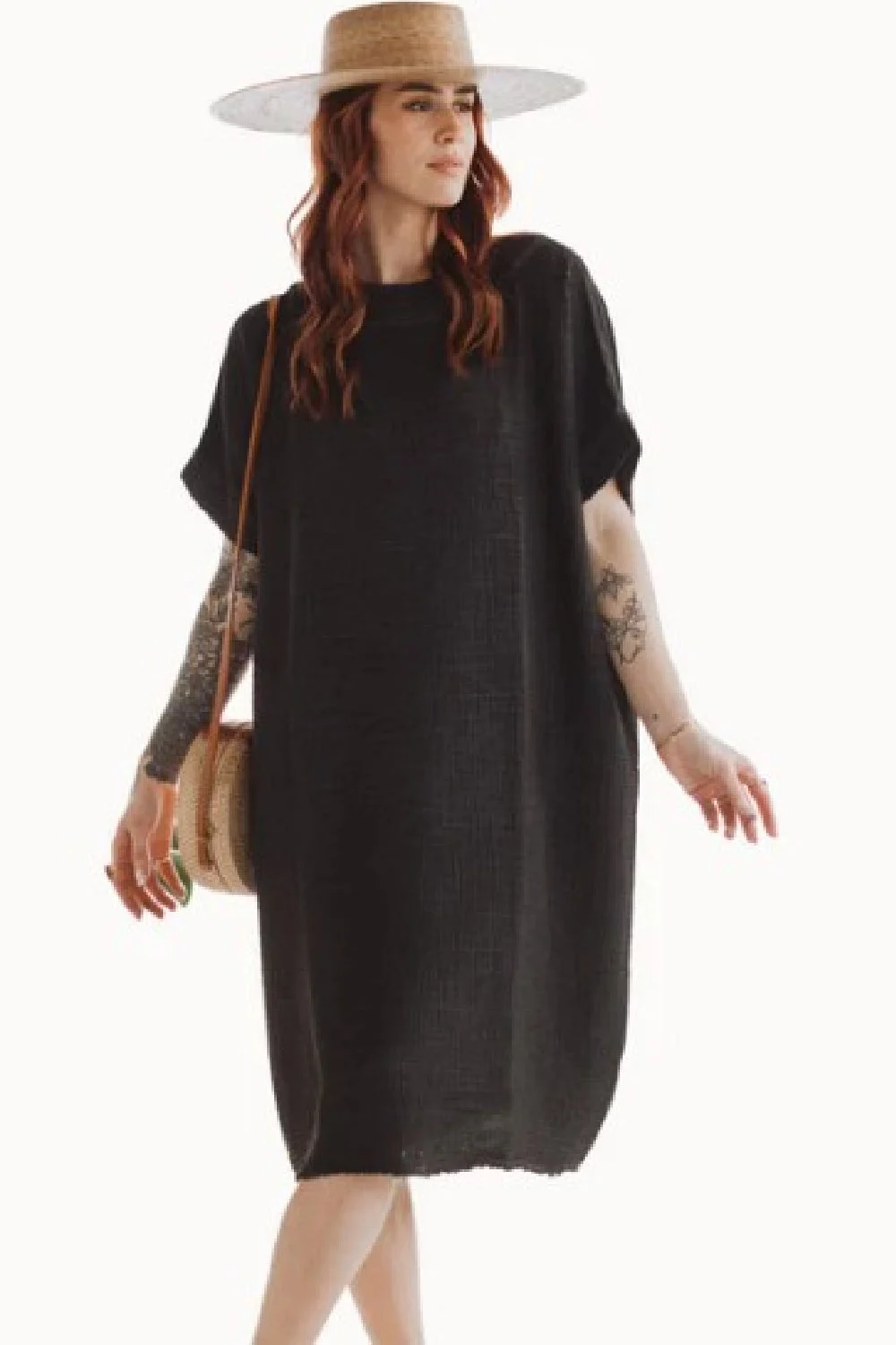 Pokoloko Crinkle Balloon Dress, Black (IKI-BD2)