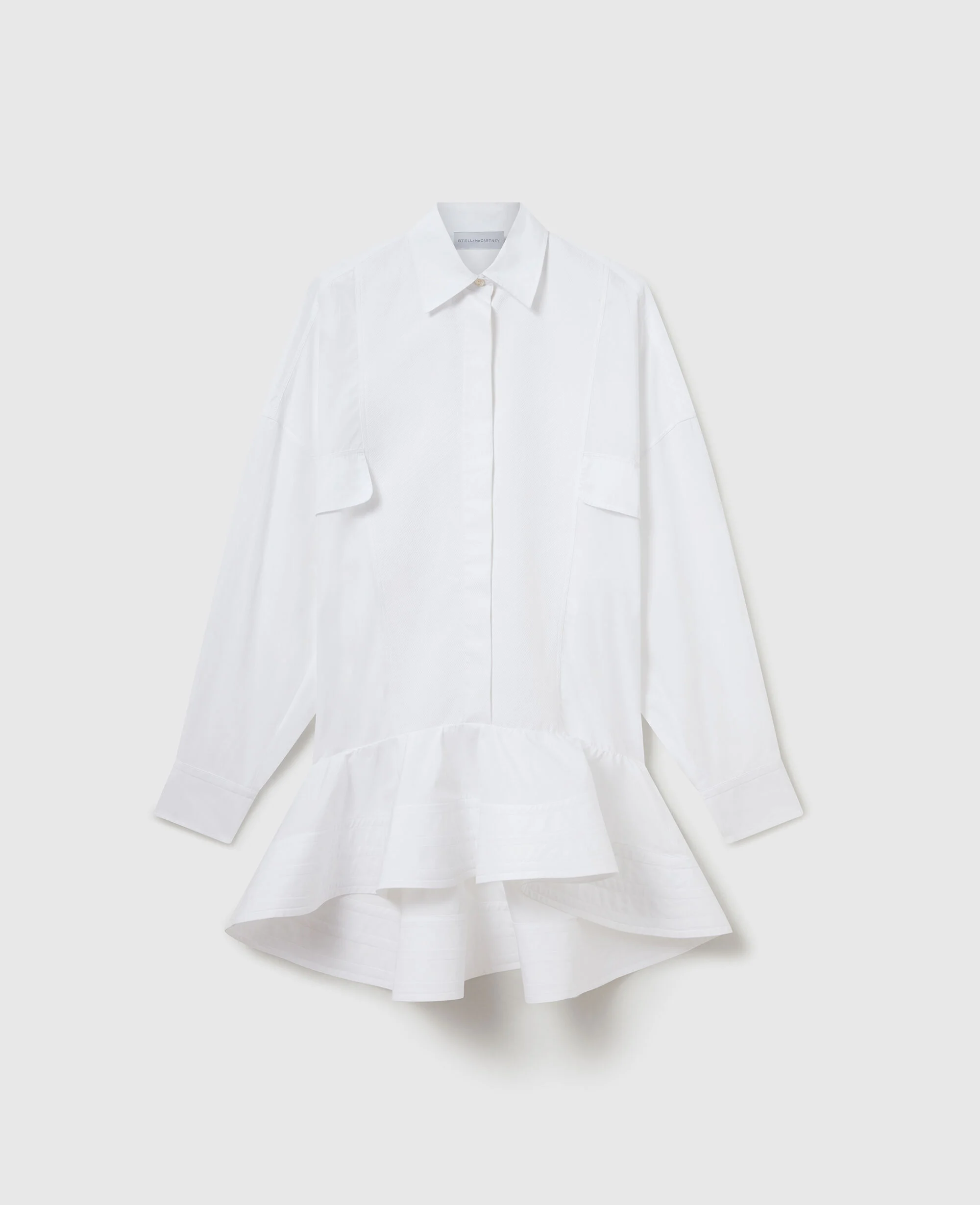 Poplin Peplum Piqué Shirt Dress
