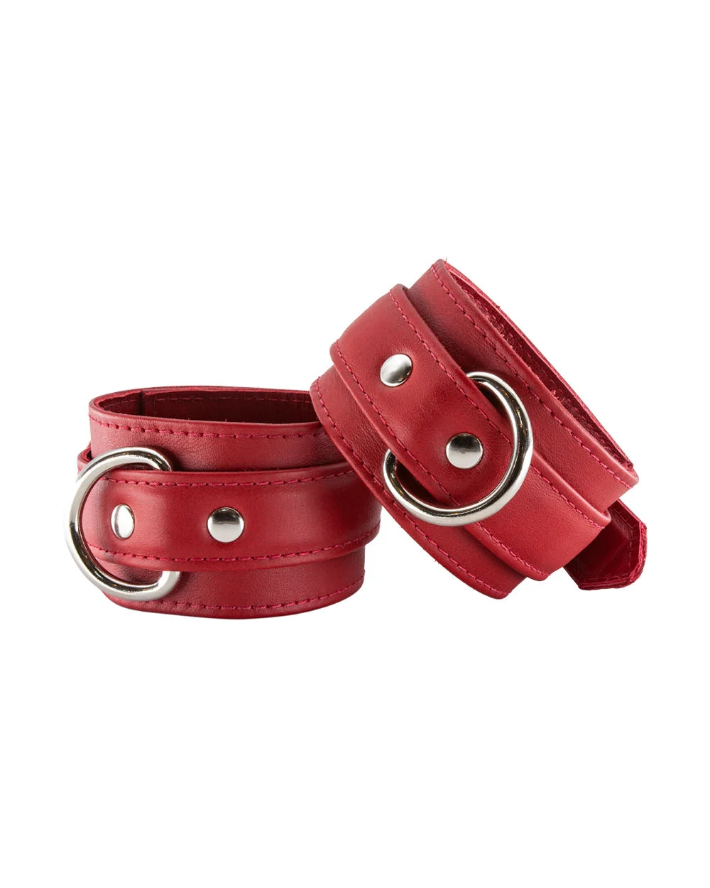 Premium Leather Wrist Cuffs in Red
