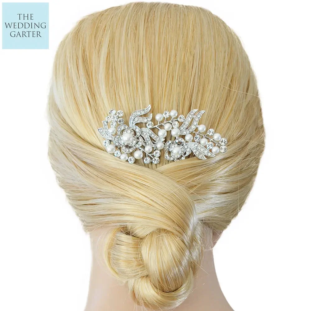 Pretty Floral Pearl & Crystal Bridal Headpiece Australia