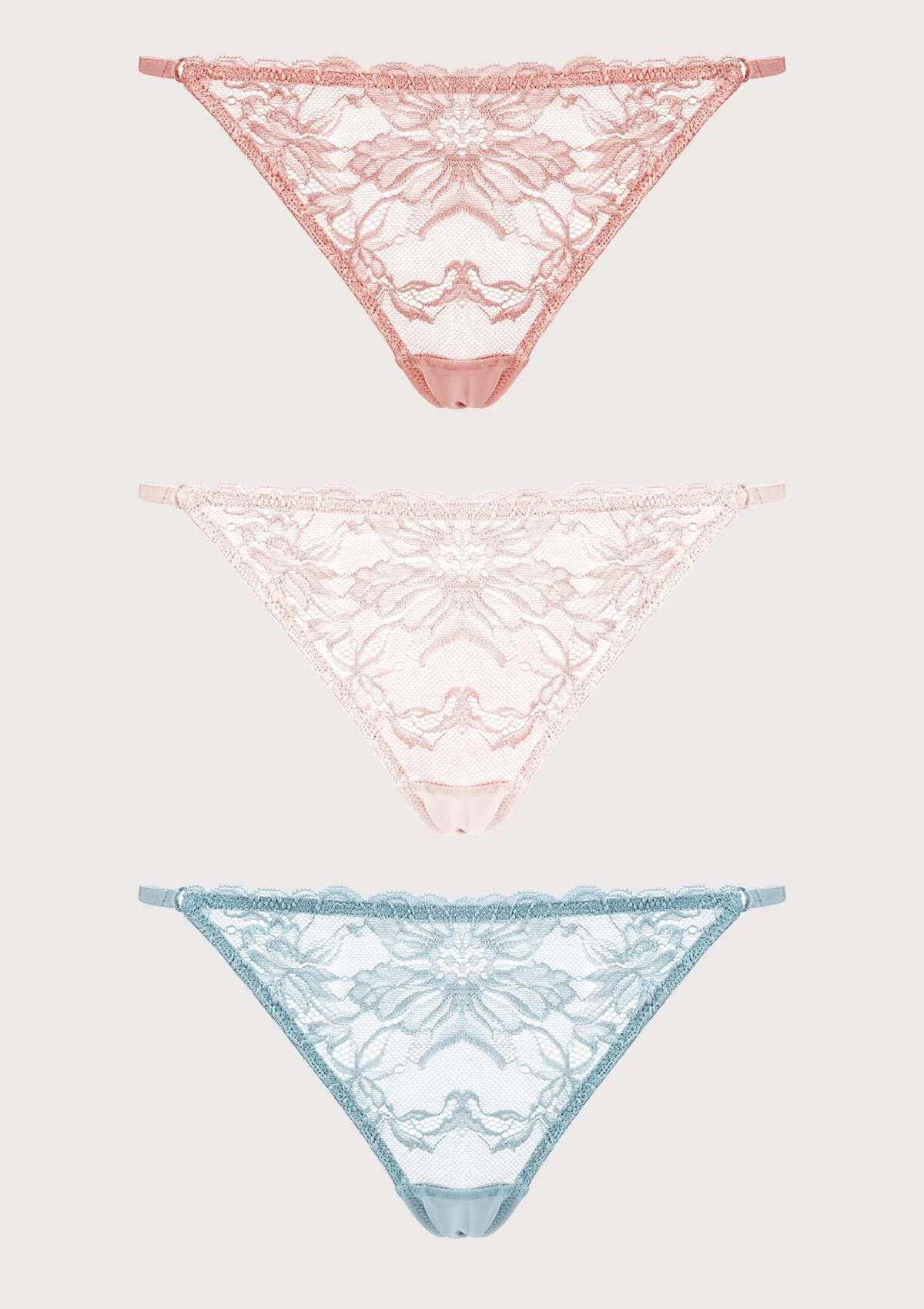 Pretty In Petals Breathable Sexy Lace String Thongs 3 Pack