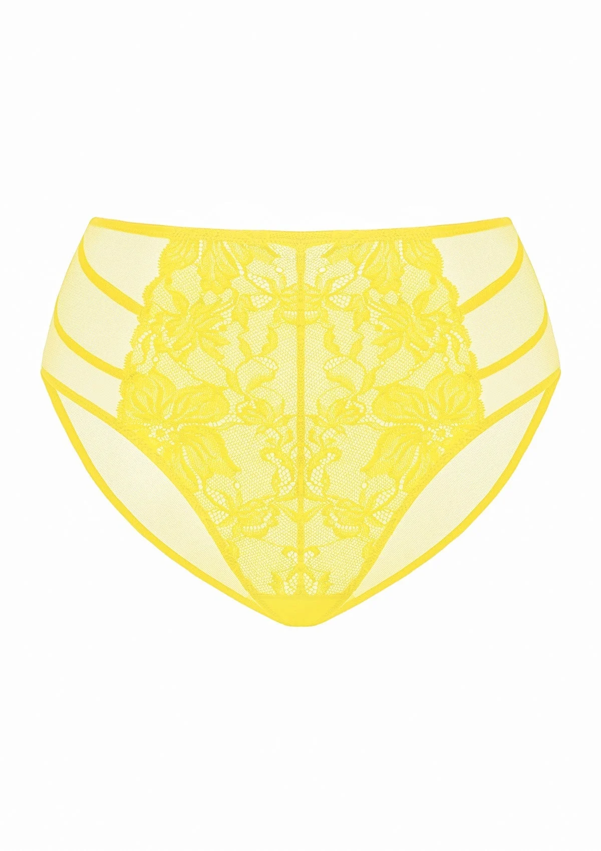 Pretty In Petals High-Rise Bright Yellow Lace Brief Underwear