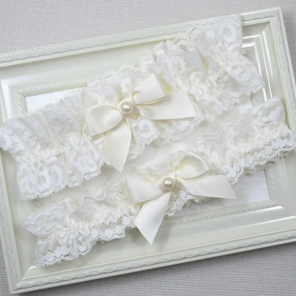 Pricilla Stretch Lace Wedding Garter Set For Brides