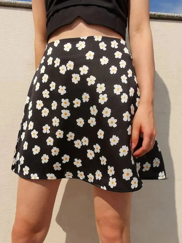 Printed Satin Mini Skirt
