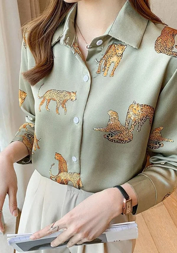 Printed Satin Shirt Women's