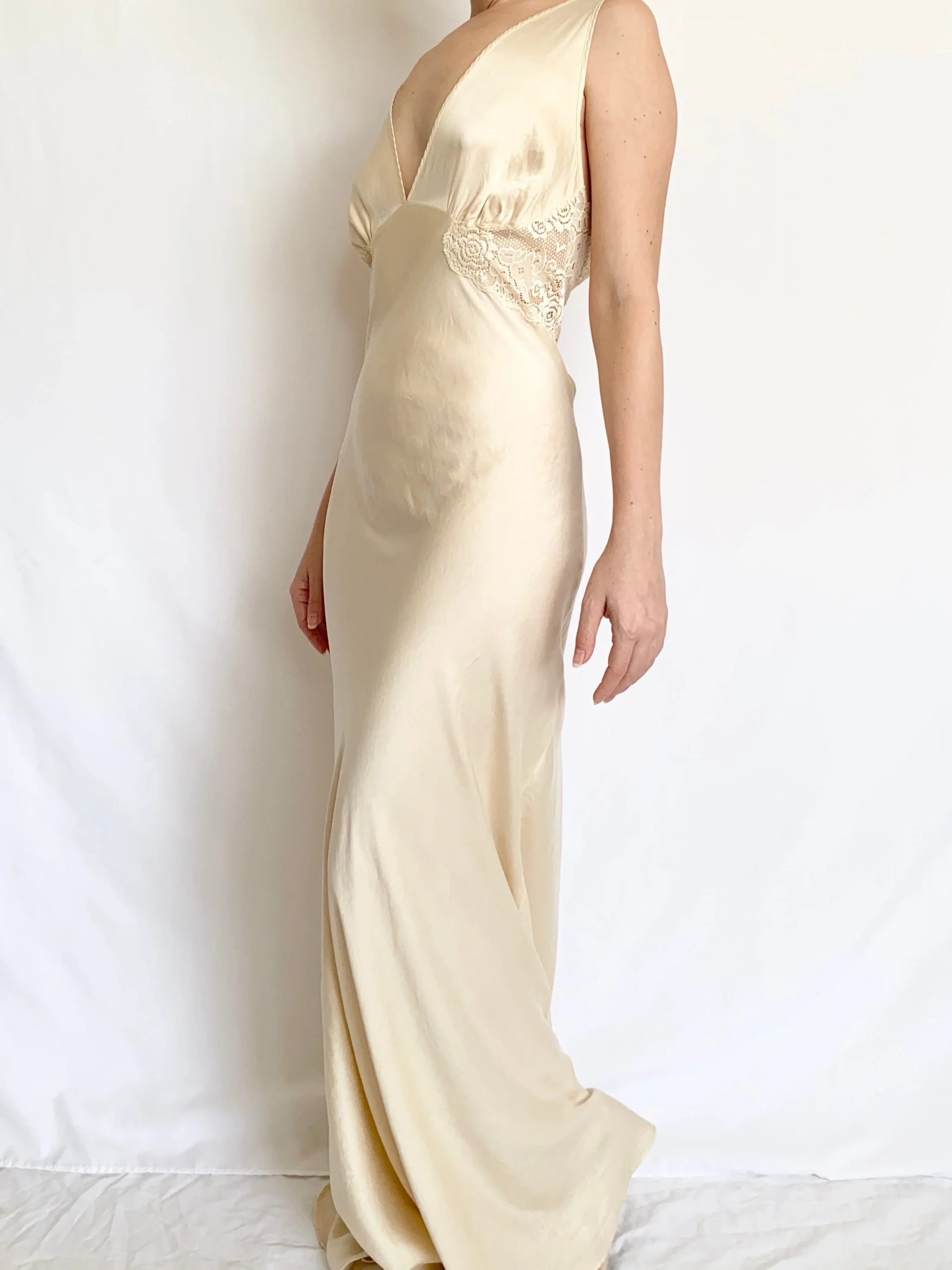 Pure Silk Champagne Slip Gown (XL)
