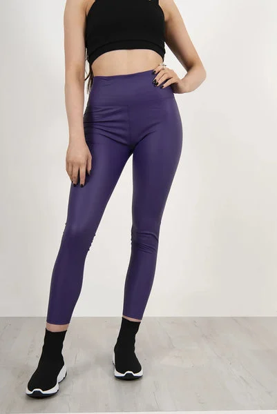 Purple Pu High Waisted Legging -Nicki
