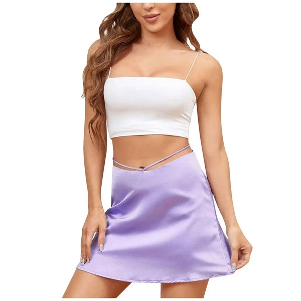 Purple Satin Mini Skirt