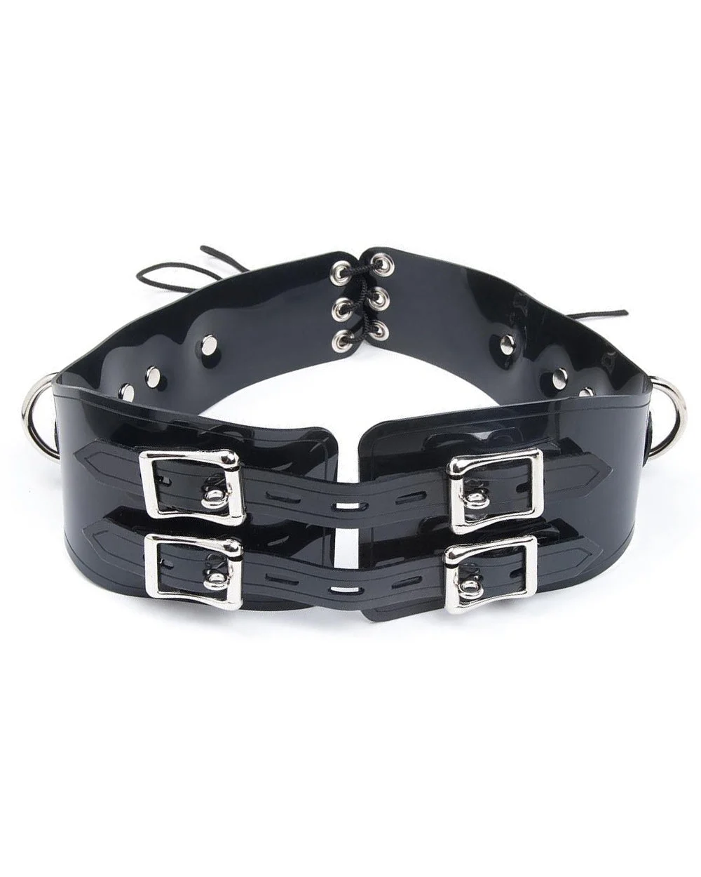 PVC Lockable Waist Cincher Belt in Black