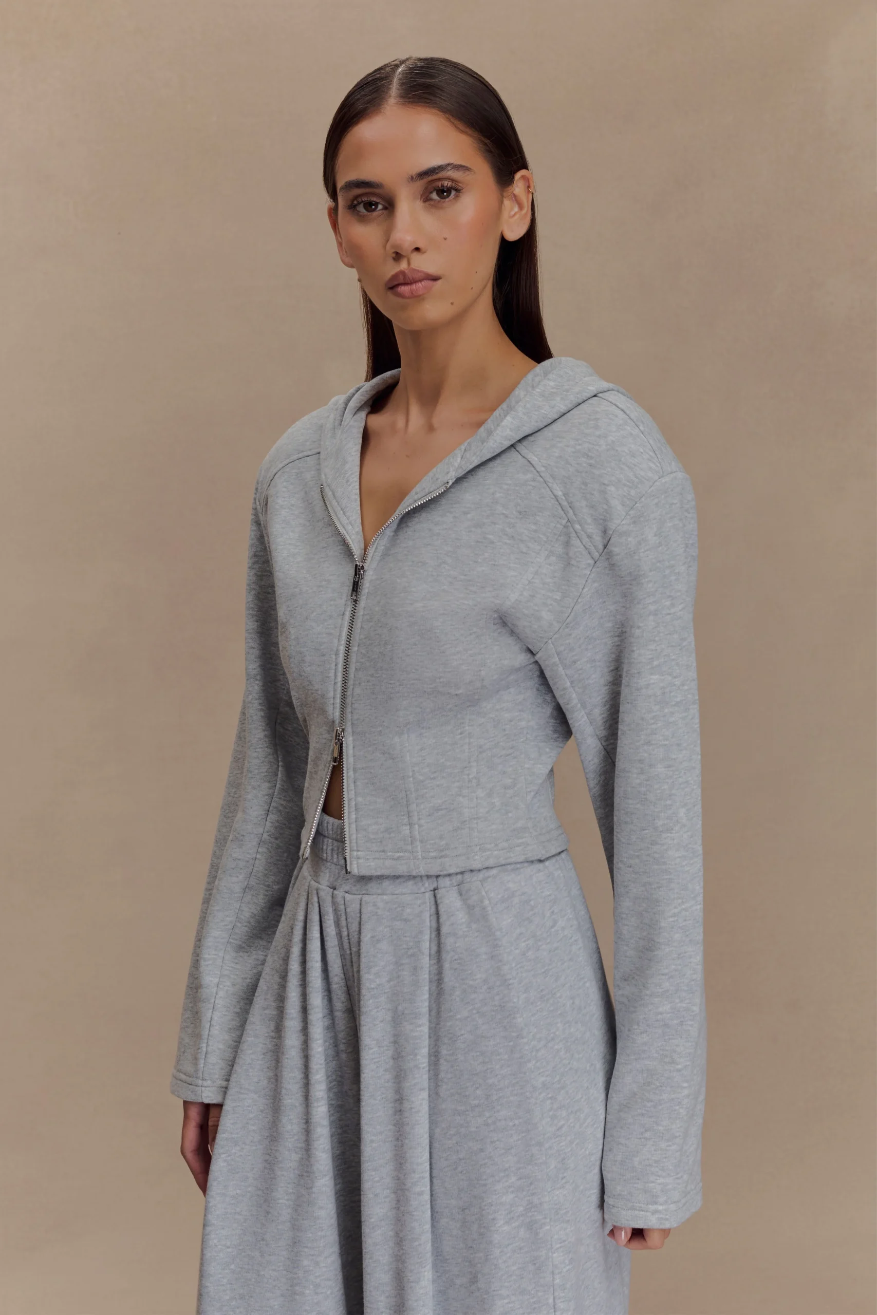 QuinnFINAL SALEZip Up Hoodie - Light Grey Marle