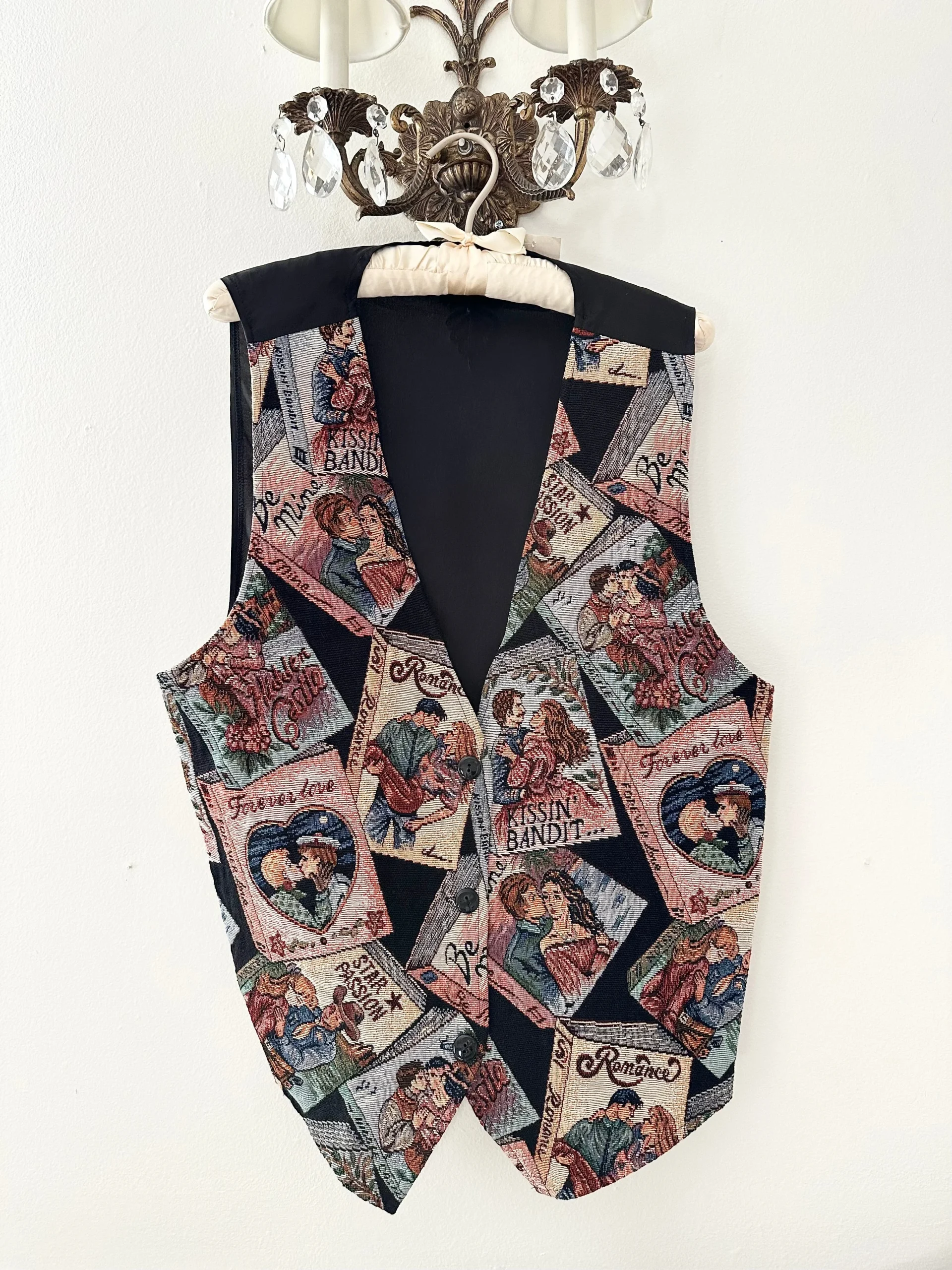 Rare 90s Vintage Romance Novel Tapestry Vest (S/M)