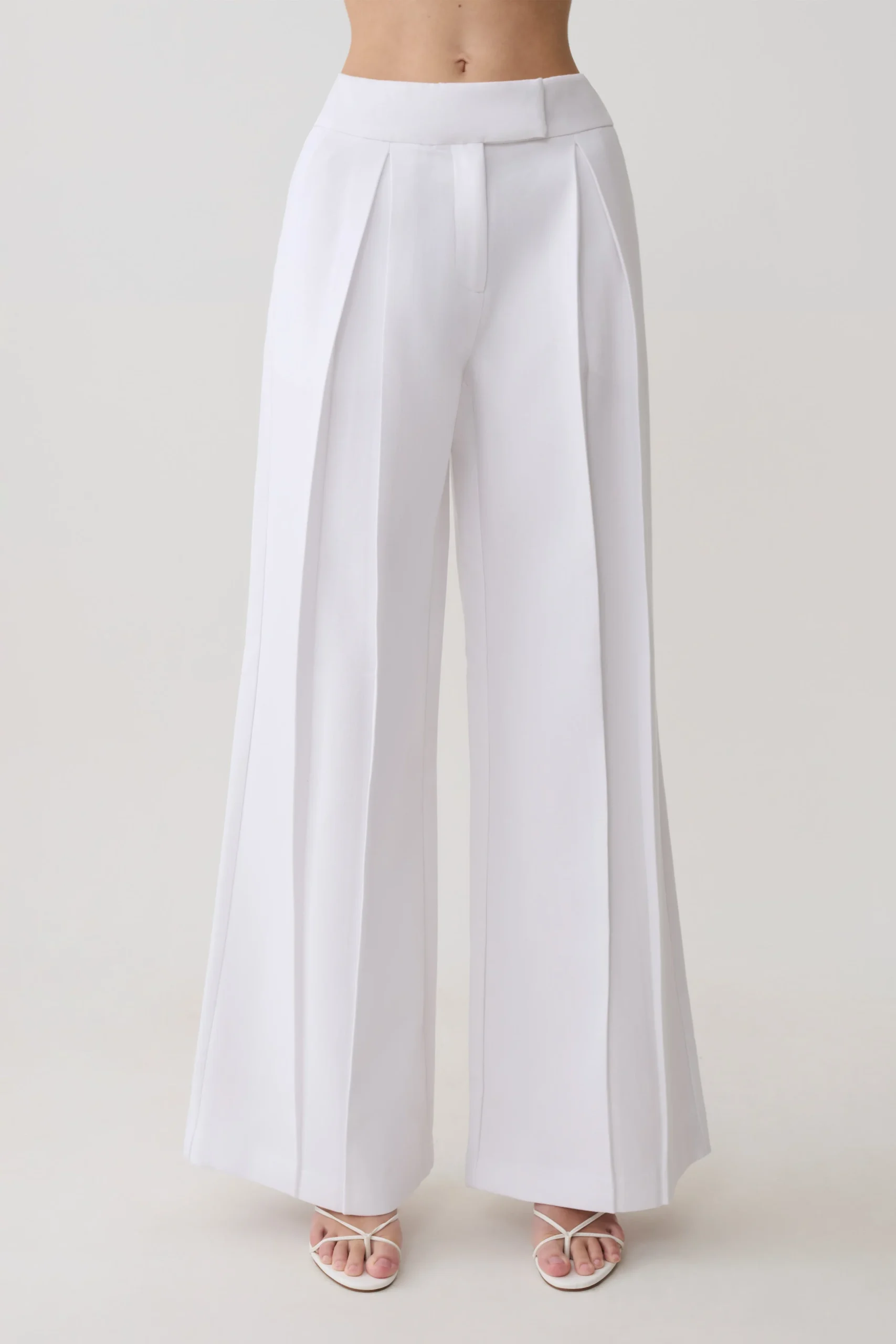 RayaMid Rise Wide Leg Linen Pant - White