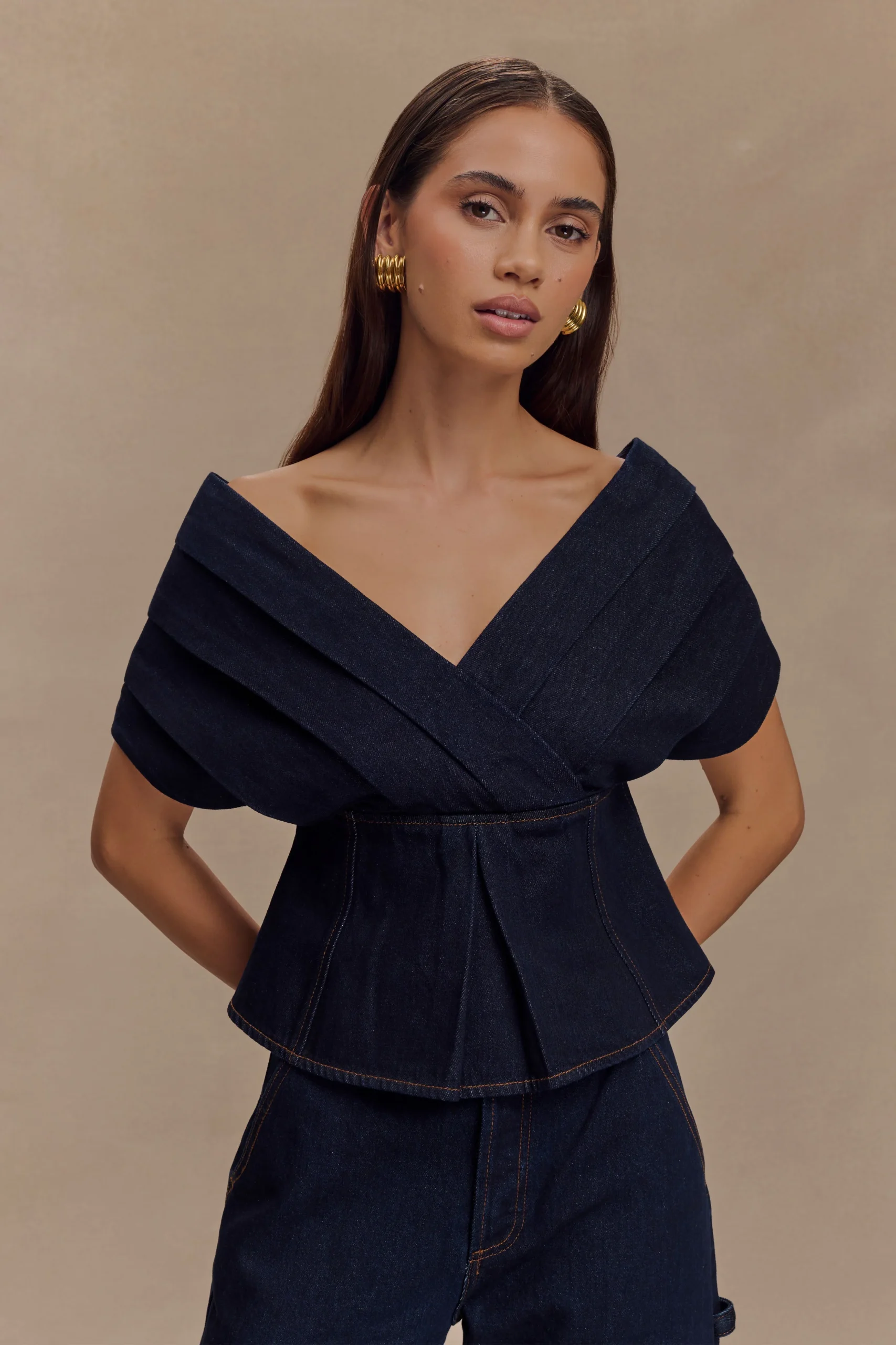 RayneFINAL SALEOff Shoulder Denim Top - Indigo Blue