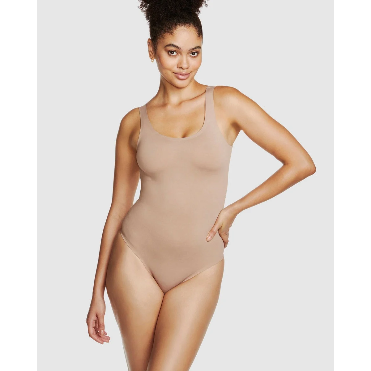 Real Smooth Shaping Control Thong Bodysuit-Stucco