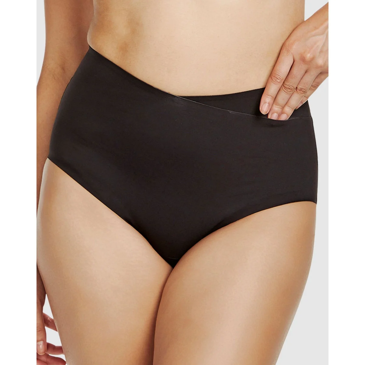 Real Smooth Wrap Front High Waist Shaping Brief-Black
