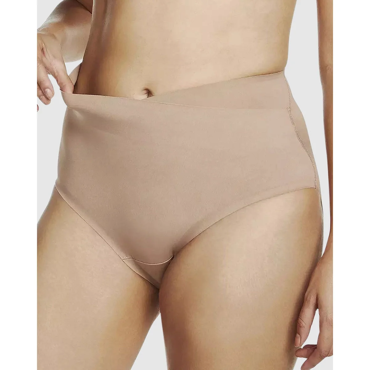 Real Smooth Wrap Front High Waist Shaping Brief-Stucco