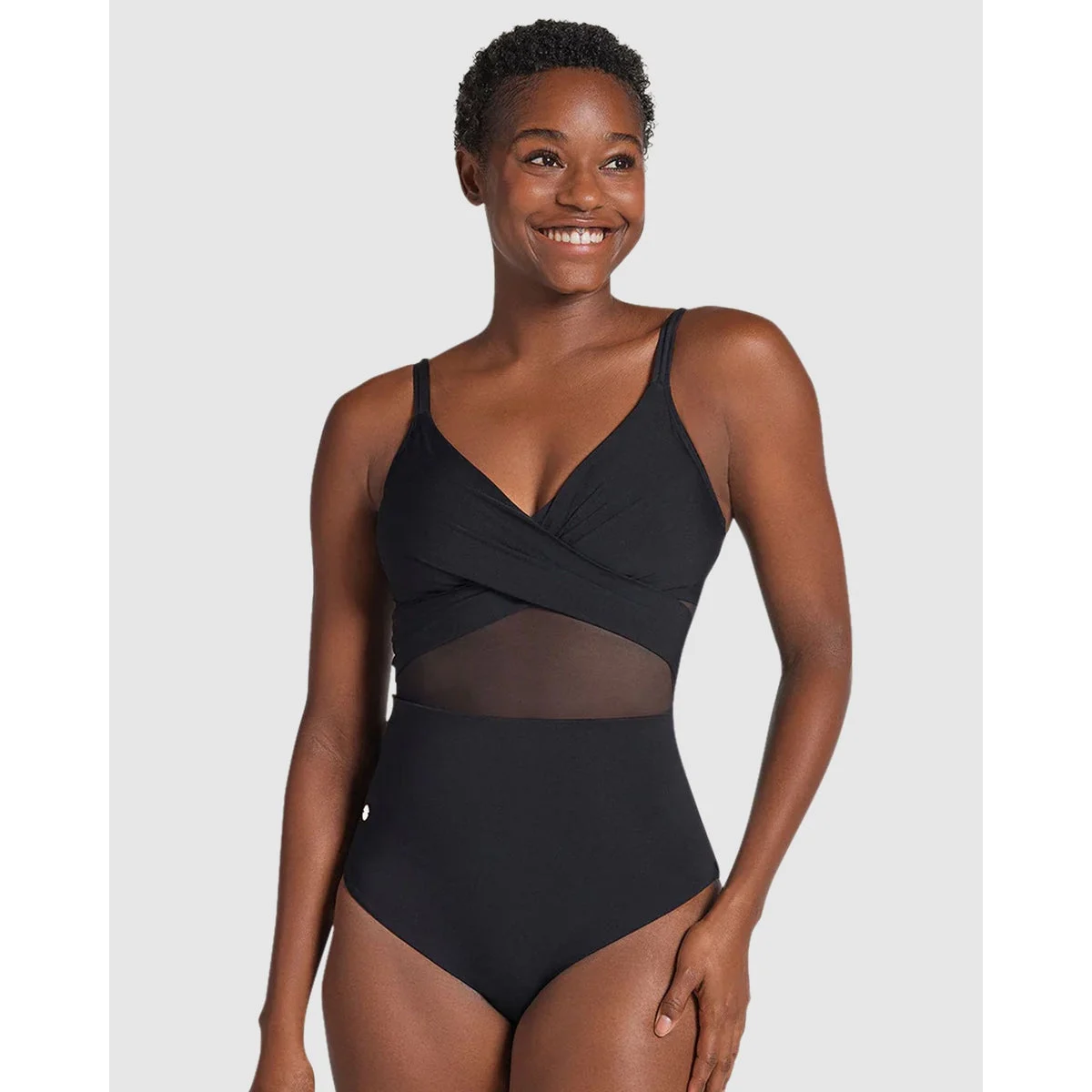 Recycled Nylon Shaping One-Piece Swimsuit with Mesh