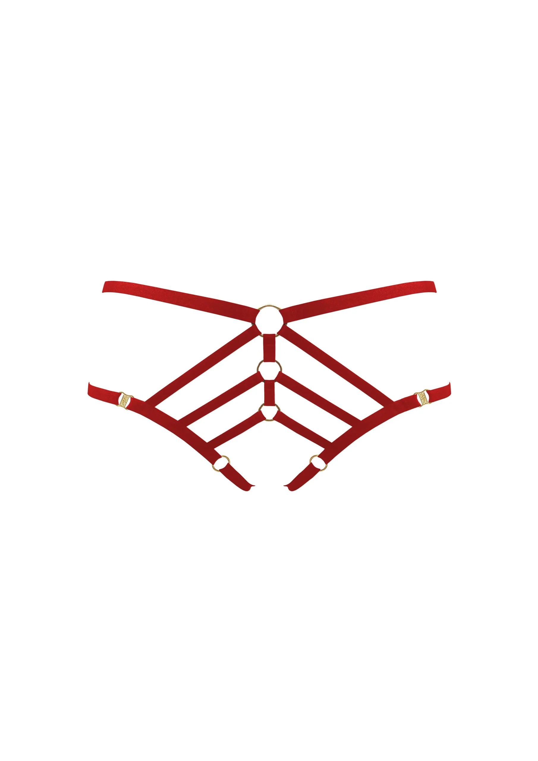 Red Art Deco Ouvert Strap Brief