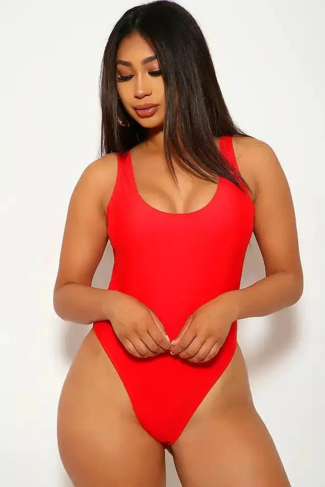 Red Cheeky One Piece Swimsuit