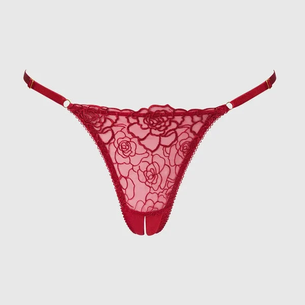 RED CROTCHLESS THONG