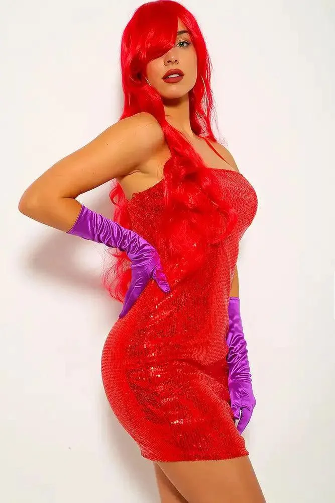Red Sequin Jessica Two Piece Costume