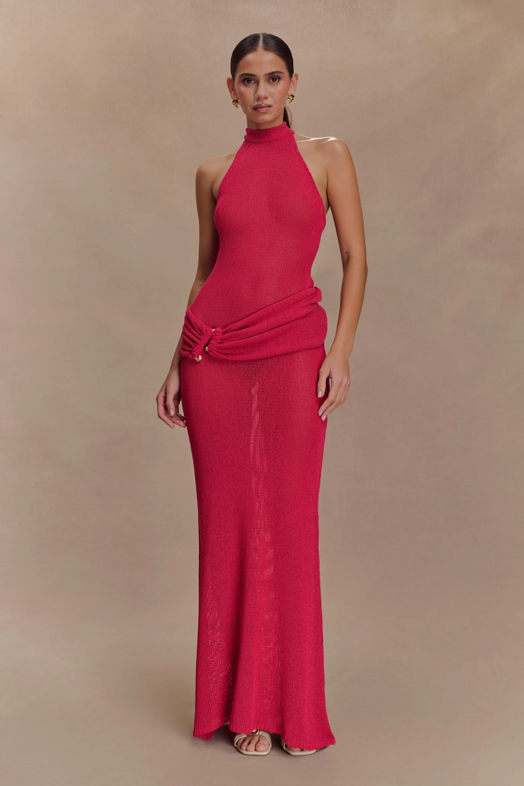 ReeceFINAL SALEHalter Knit Maxi Dress - Dragonfruit