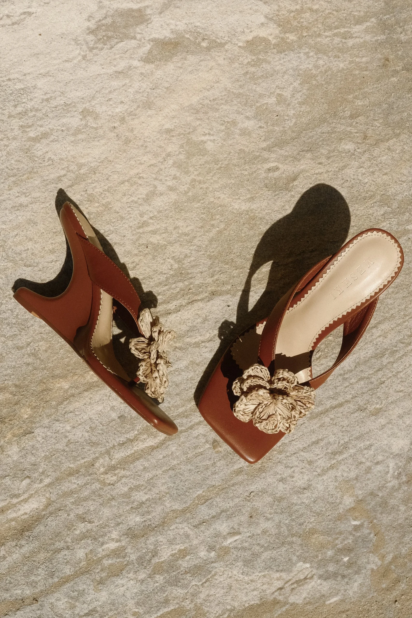 ReedFloral Raffia Heel - Tan