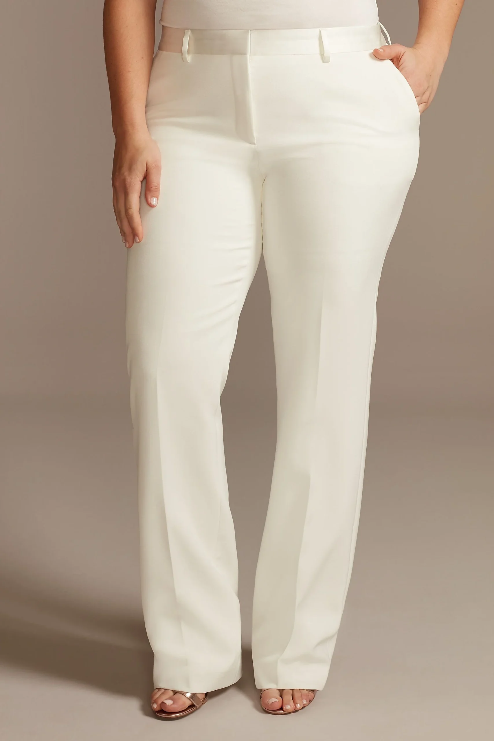 Relaxed Leg Suit Pants with Satin Waist