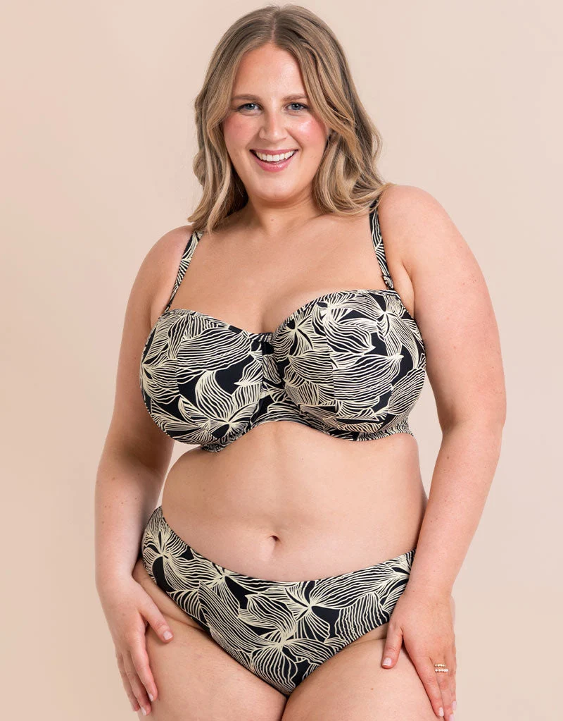 Ripple Reef Bandeau Bikini Top Black Print