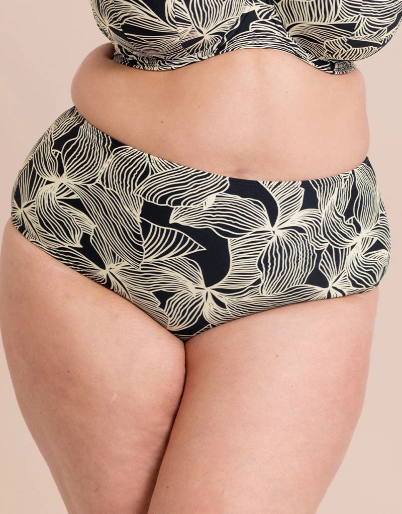 Ripple Reef High Waist Bikini Brief Black Print