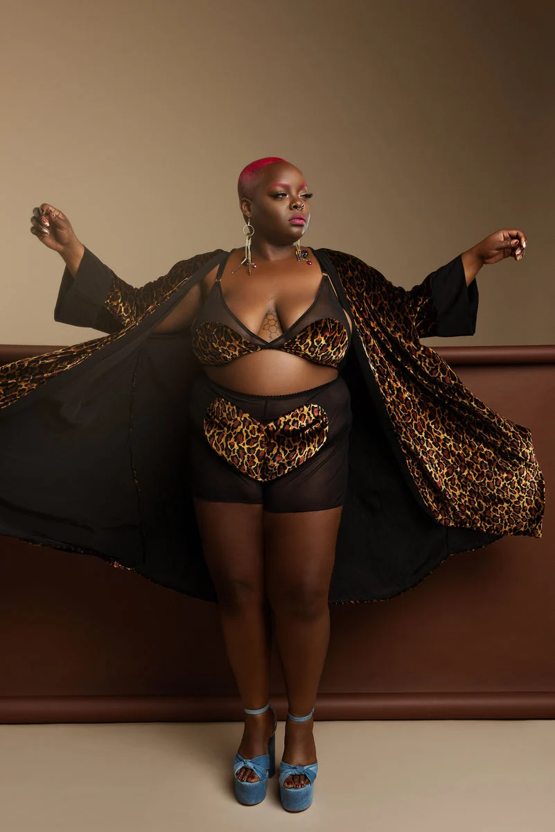 Ronnie Leopard Velvet Robe